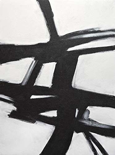 Minimalista absztrakt Fekete-Fehér, 36 x 48 Eredeti Nagy Függőleges Absztrakt Festmény, Kortárs Művészet, Festészet,