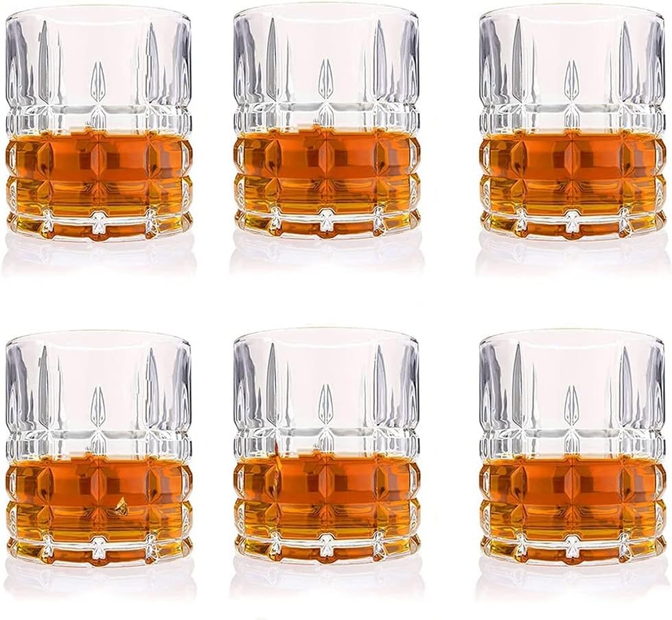 CHIRAG EXIM Európai Kristály Whiskys Poharat Készlet 6 db - 300 ml Bár Üveg Ittam Whisky, Whiskey Whisky, Koktélok,