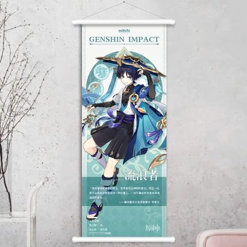 ANIJJSTO Ningguang Lapozzunk Poszter (13 inch x 35 hüvelyk) Genshin Hatása Karakter Lóg az Ajtó Fali Művészeti Díj Művészi