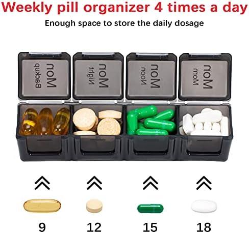 Heti 7 Nap, Gyógyszeres Doboz, 4-Szer egy Nap, Hordozható Utazási Tabletta Szervező Adagoló, Napi Gyógyszert Konténer