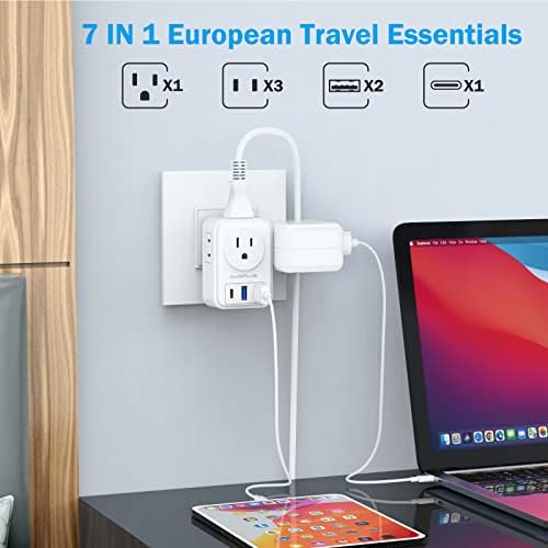 2 Csomag Európai Utazási hálózati Adaptert az USB-C, NEKÜNK, hogy Európa hálózati Adapterek 4 AC Üzletek, 3 USB Töltő
