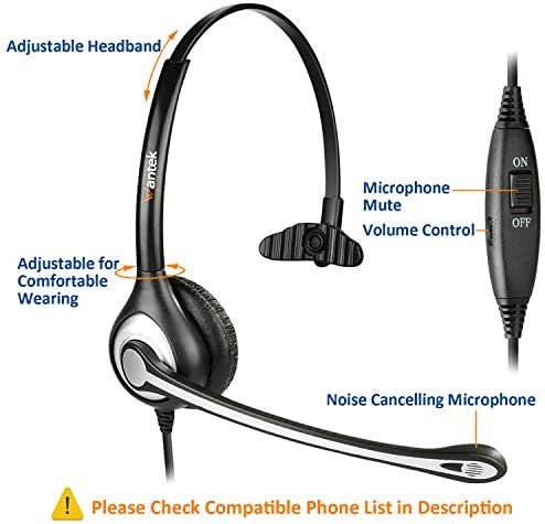 Wantek, Vezetékes Telefon, Headset, Mono a zajszűrő Mikrofon + Gyorsan húzza ki a Munka a Yealink SIP-T19P T20P T21P