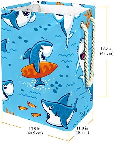 Inhomer Boldog Cápa Minta 300D Oxford PVC, Vízálló Szennyestartót Nagy Kosárban a Takaró Ruházat, Játékok Hálószoba