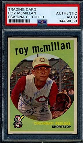 Roy McMillan PSA DNS Aláírt 1959 Topps Autogramot Cincinnati Reds - Baseball Asztalon Dedikált Kártyák
