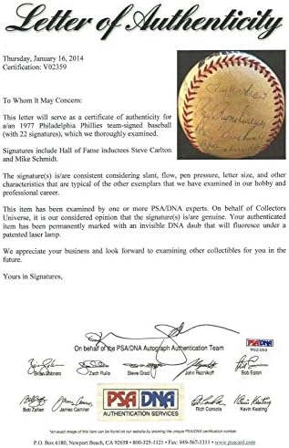 1977 Phillies Csapat 22x Aláírt Baseball PSA/DNS-LOA Tim McCarver Tug McGraw + HOF - Dedikált Baseball