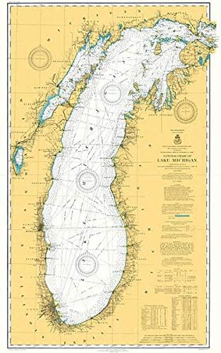 Michigan-Tó - 1909 - Hajózási Térkép Térkép Poszter