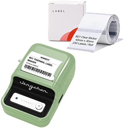 NIIMBOT címkéző Gép, B21 Vonalkód feliratozógép, Vezeték nélküli Címke Döntéshozók, 1pack 50x30mm Címke, valamint 1pack