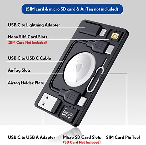 PZOZ Airtag Tárca Birtokosa, USB C-Villám Töltő Adapter Kábel Tároló Esetben, Töltő Kábel C Típusú USB 3.1 3.0 OTG Átalakító