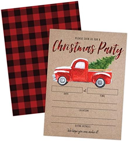 A Fő Esemény, Nyomatok Rusztikus Karácsonyi Party Meghívó a Vörös Kocsi, karácsonyfa, karácsonyi Parti Meghívó, Karácsonyi