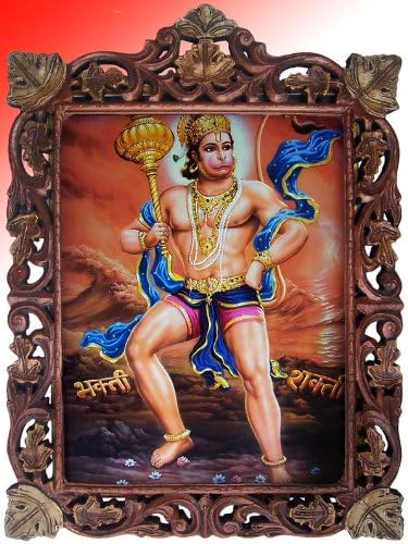 Pawan Putra Hanuman, A Fegyver Posztert, Festményt a Kezében Kézműves Fa Keret Art Kézműves Kézműves