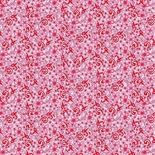 Paisley Valentin Design Pamut Foltvarrás Szövet, A gyár által (Rózsaszín, Vörös, Fehér)