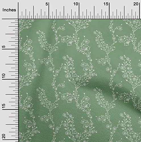 oneOone Pamut Cambric Tenger Zöld Szövet Ázsiai Virág Blokk DIY Ruházat Foltvarrás Szövet Nyomtatási Anyag által Udvaron