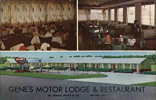 Gene Motor Lodge and Restaurant Buffalo, Missouri MO Eredeti Régi Képeslap
