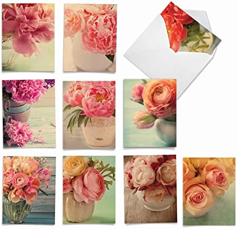 A Legjobb Kártya Társaság - 10 Üres Megjegyzés Kártyák Virágok (4 x 5.12 Hüvelyk) - Virágos Notecards, Minden Alkalomra