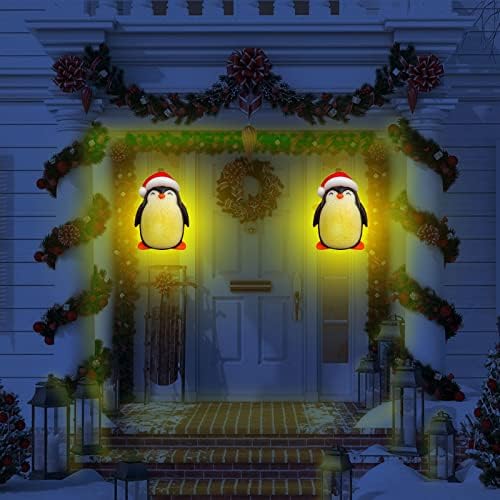Aoolbic 2DB Karácsonyi Pingvin Tornácon Fény Terjed,Kültéri Dekoráció, Ünnepi Kínálat Fény Terjed a Tornácon, Lámpák,