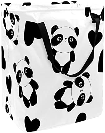 Panda Szív Nyomtatása Összecsukható Szennyesben, 60L Vízálló Szennyes Kosarat Mosás Bin Ruhák, Játékok Tárolására Kollégiumi