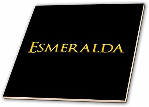 3dRose Esmeralda népszerű kislány neve az USA-ban. Sárga, fekete amulettel - Csempe (ct_354545_1)