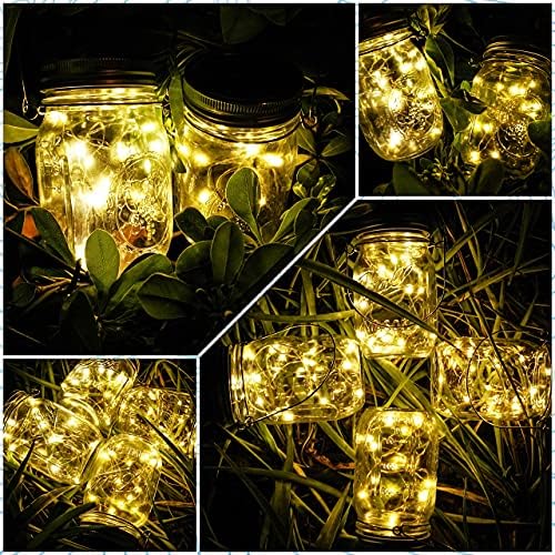 Korszerűsített Napenergia Befőttesüvegben Fények, 10 Csomag 30 LED Vízálló Tündér Firefly Üveg Fedő String Lámpák Akasztók(Üvegeket