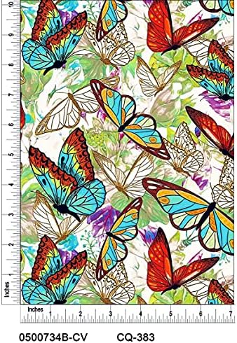 Folt Üveg Pillangó Design Pamut Foltvarrás Szövet, A gyár által (Zöld, Kék, Narancs)